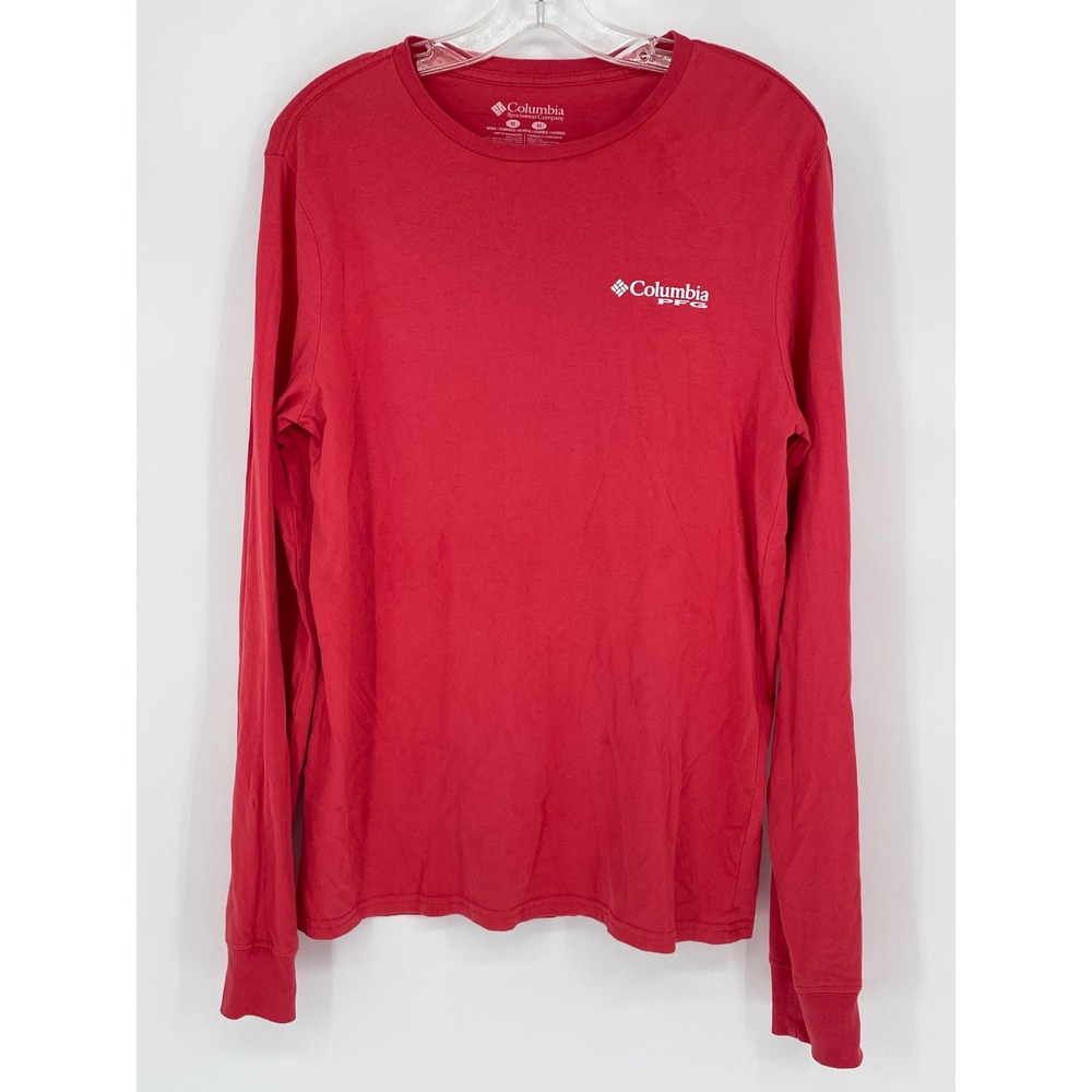 Columbia‎ PFG Mens Long Sleeve Marlin Graphic T-Shirt Red Fishing Shirt Size M